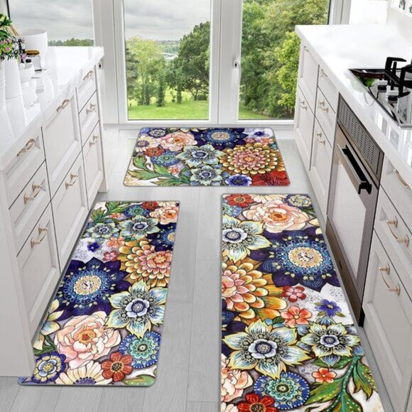 Other - New 3Pcs Kitchen Rug Set, Colorful Non Slip Washable Mats for Floor & Hallway